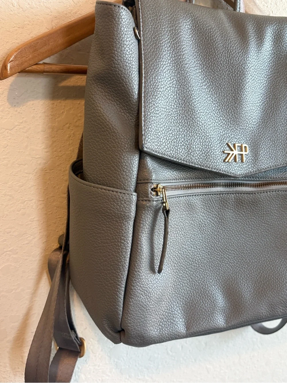 Freshly Picked Stone Gray Diaper Bag Backpack Vegan Leather
